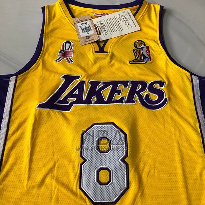 Camiseta Los Angeles Lakers Kobe Bryant NO 8 Mitchell & Ness 2001-02 Amarillo